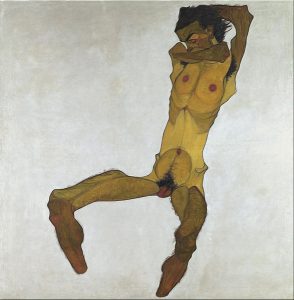 座る裸の男（自画像） 1910年